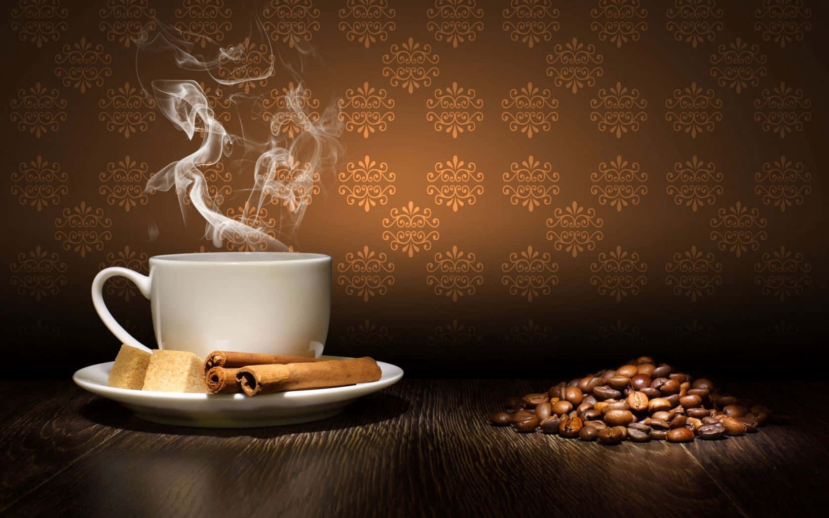 Cup Of Coffee And Cinnamon Background