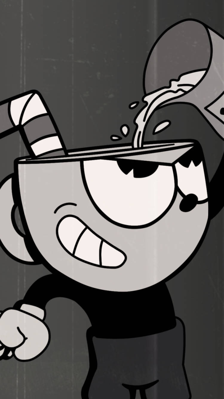 Cuphead In Black And White Background