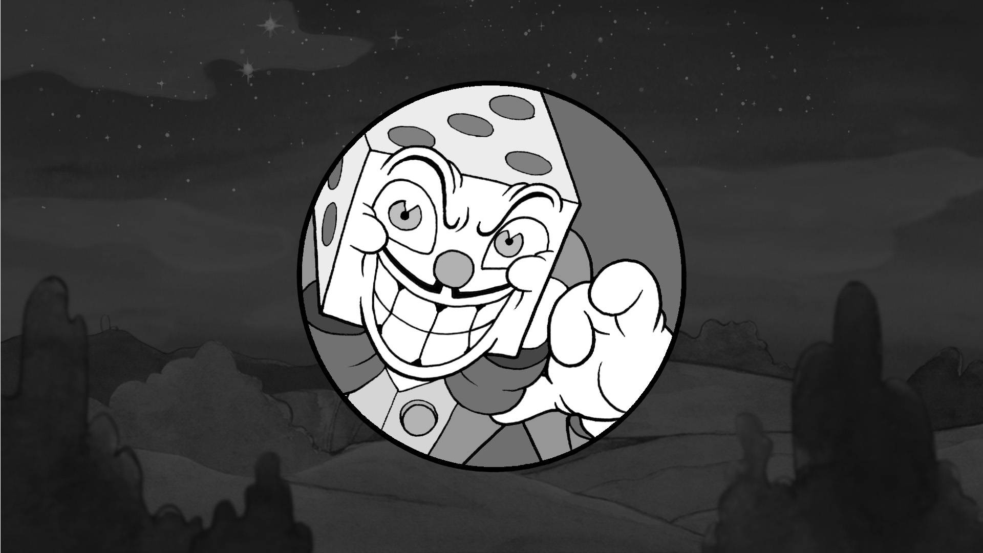Cuphead King Dice In Black And White Background