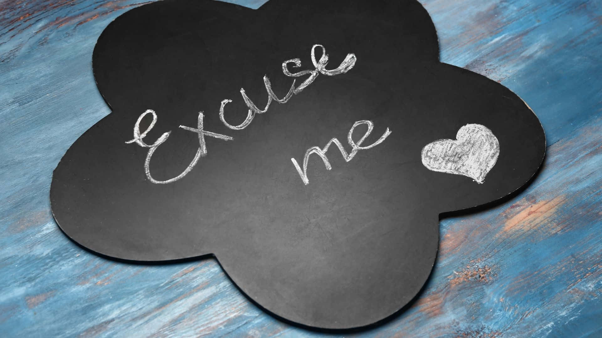 Cursive Excuse Me With White Heart Note
