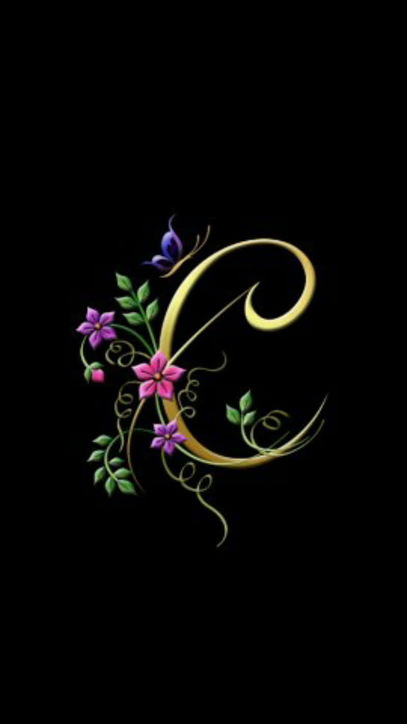 Cursive Letter C Initial With Floral Design