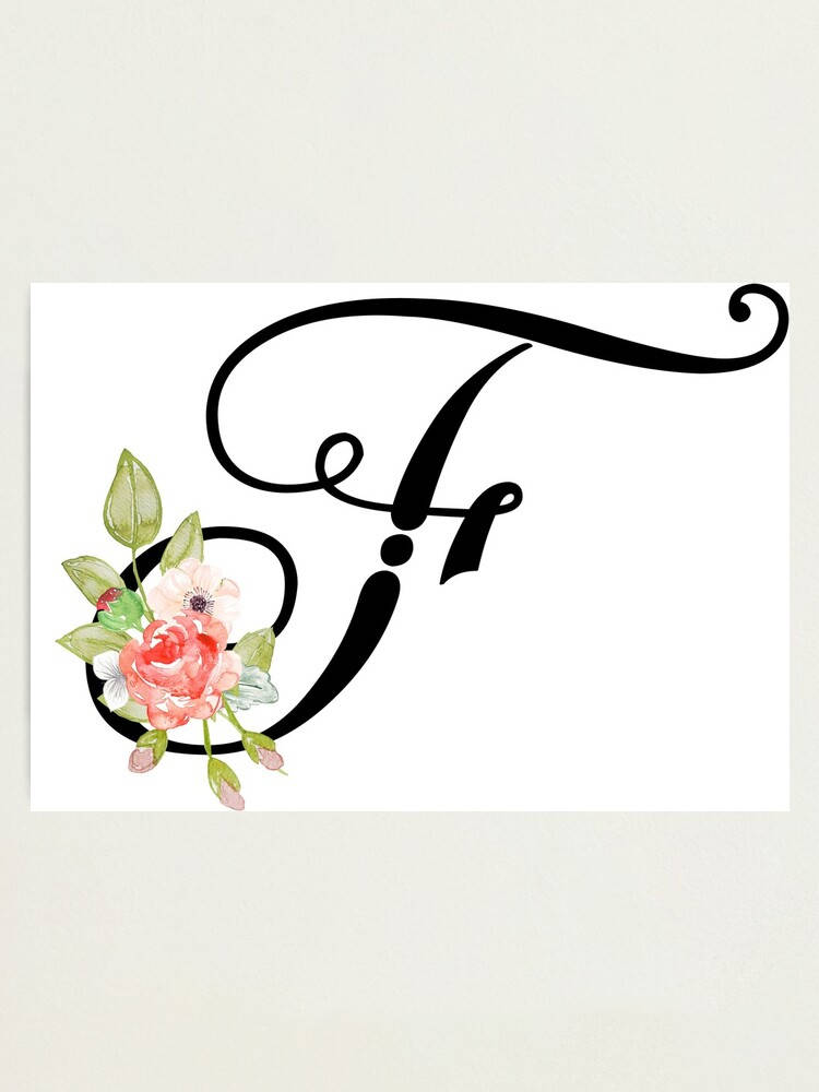 Cursive Letter F With Flowers Background