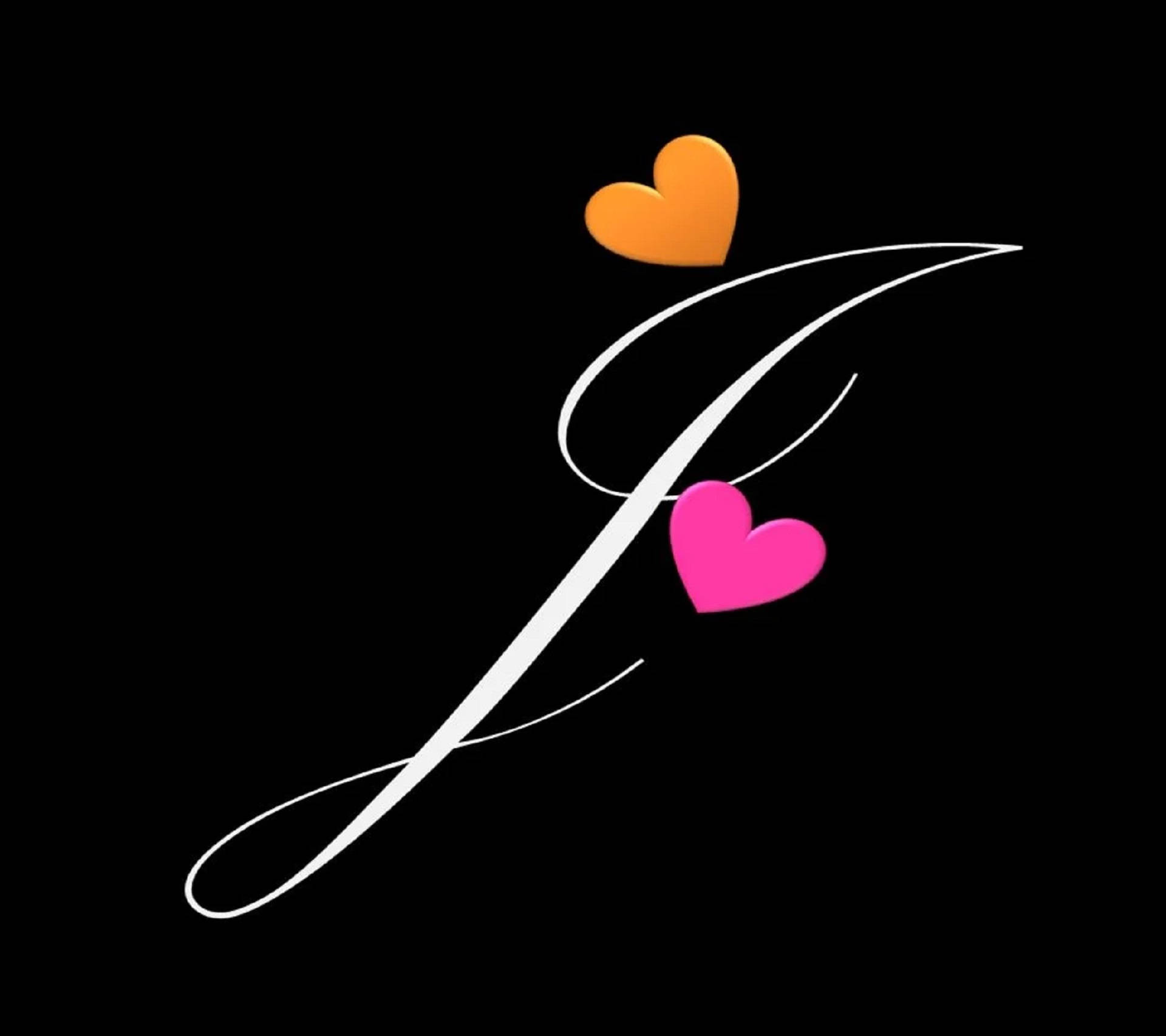 Cursive Letter I With Hearts Background