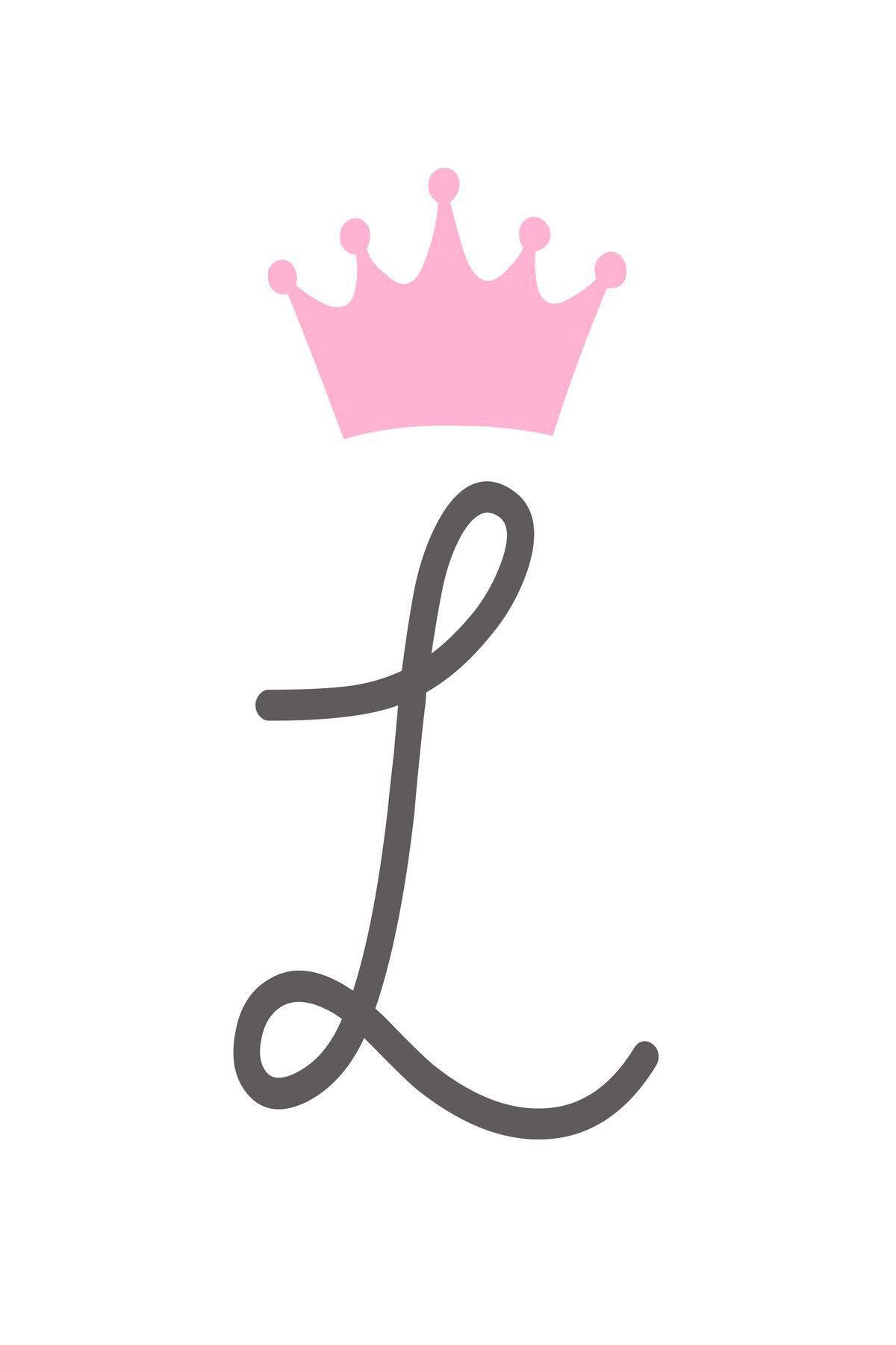 Cursive Letter L Pink Crown Background