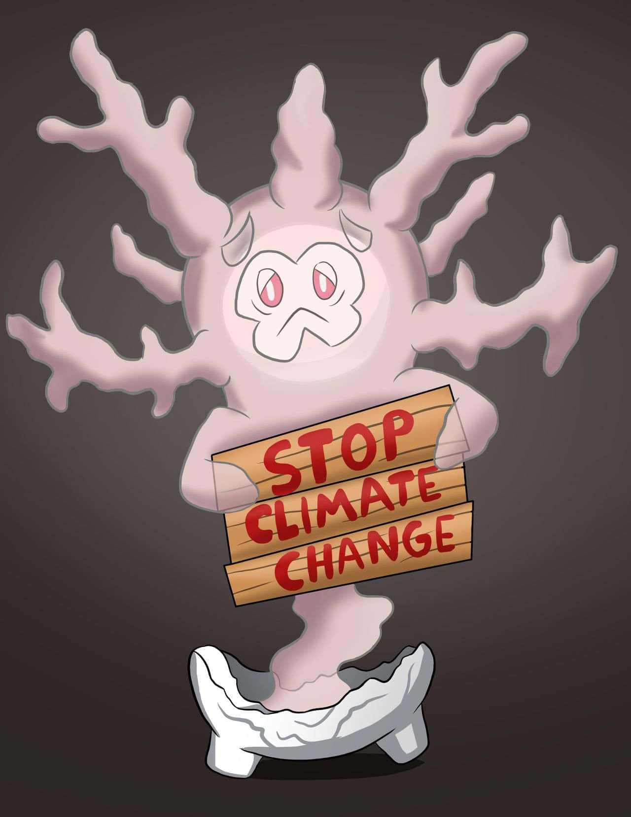Cursola Pokemon Character Holding Protest Sign Background