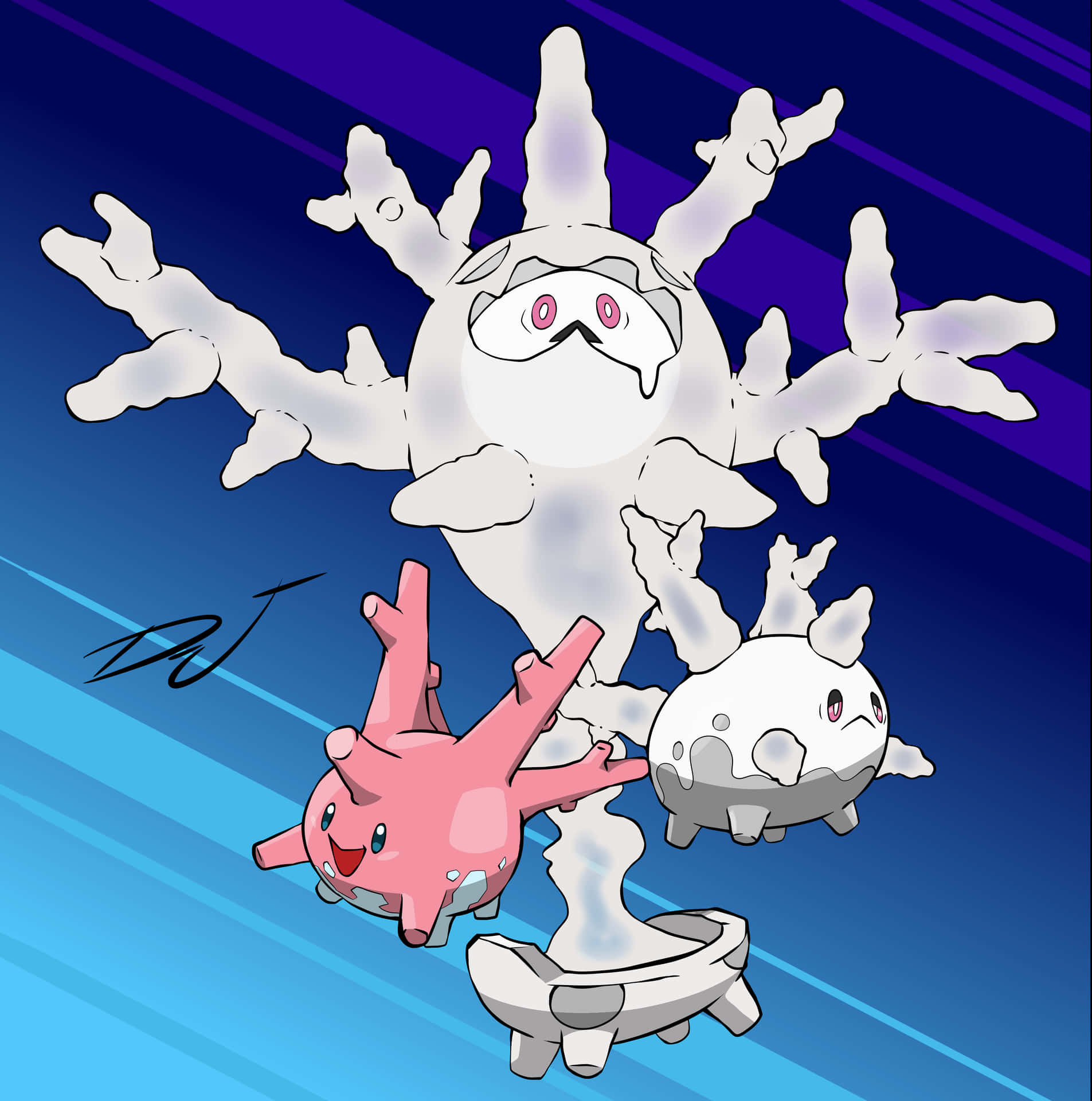 Cursola With Regular And Galarian Corsola Background