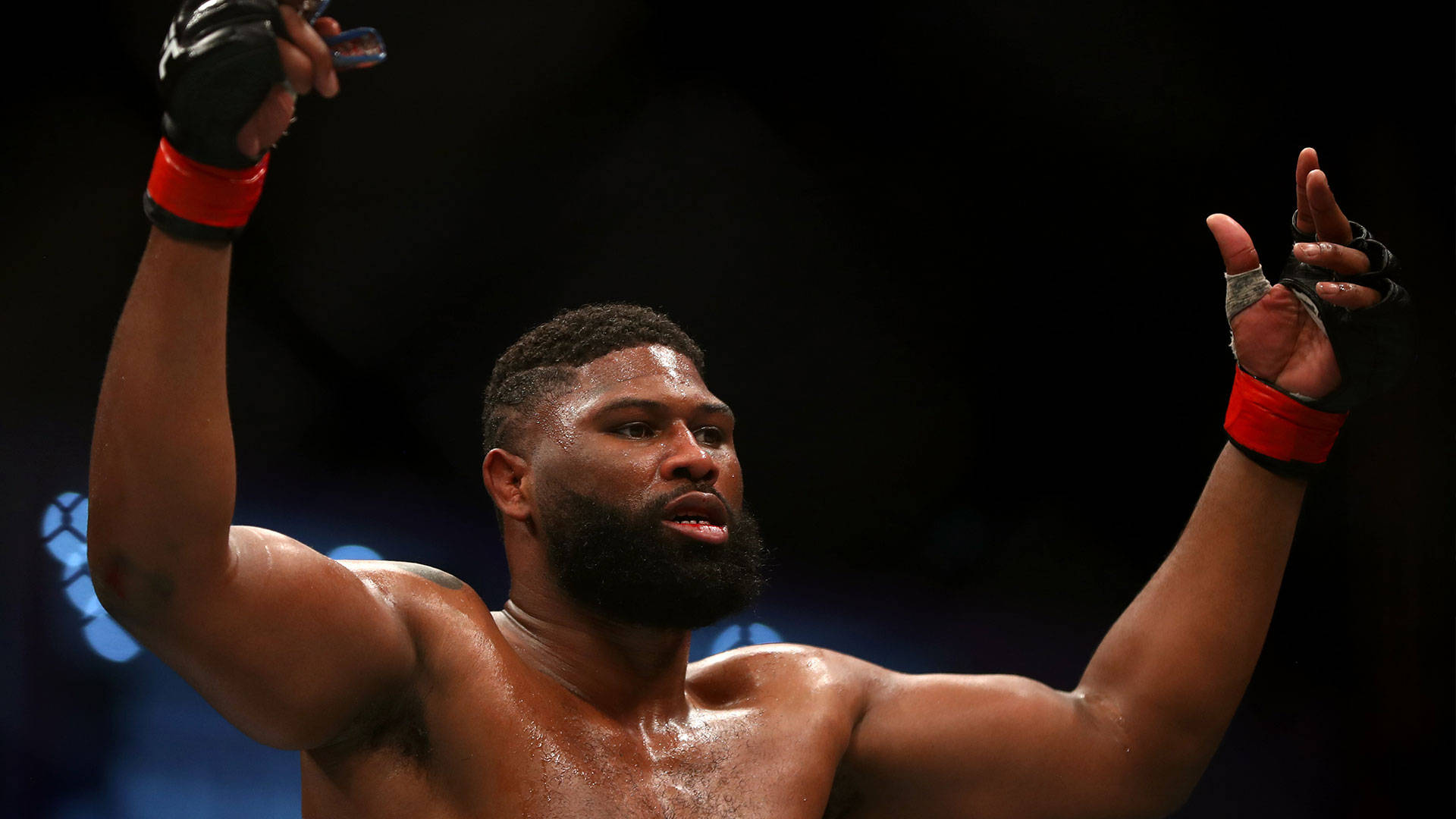 Curtis Blaydes Hands Up Black Backdrop Background