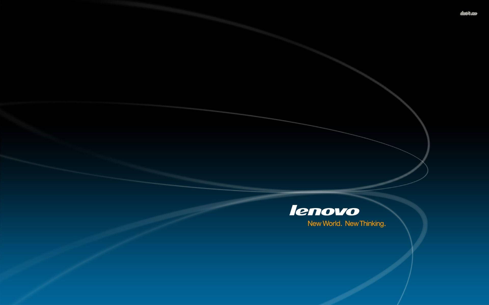 Curved White Lines Lenovo Official Blue Gradient Background