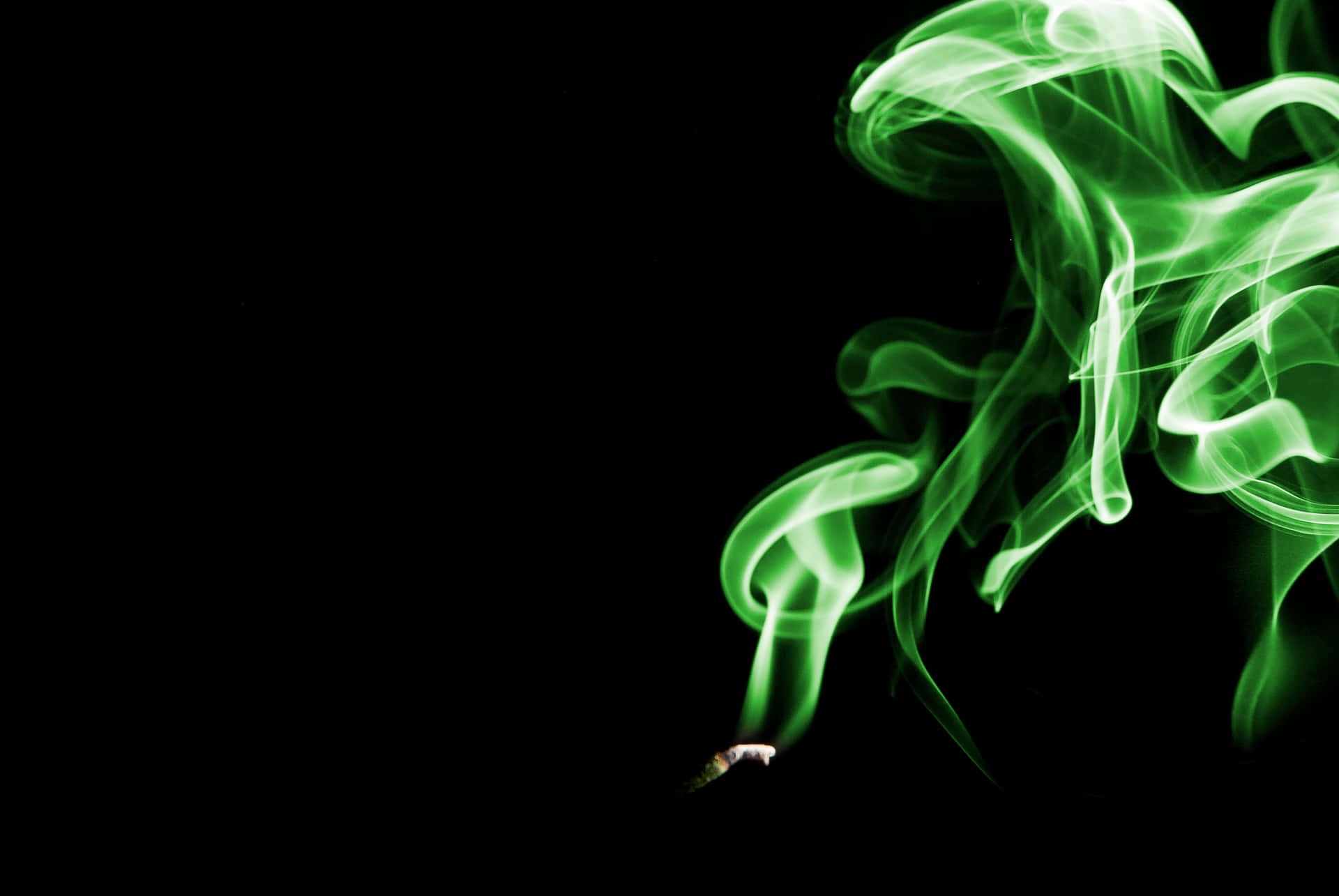 Curvy And Wavy Neon Green Smoke Background