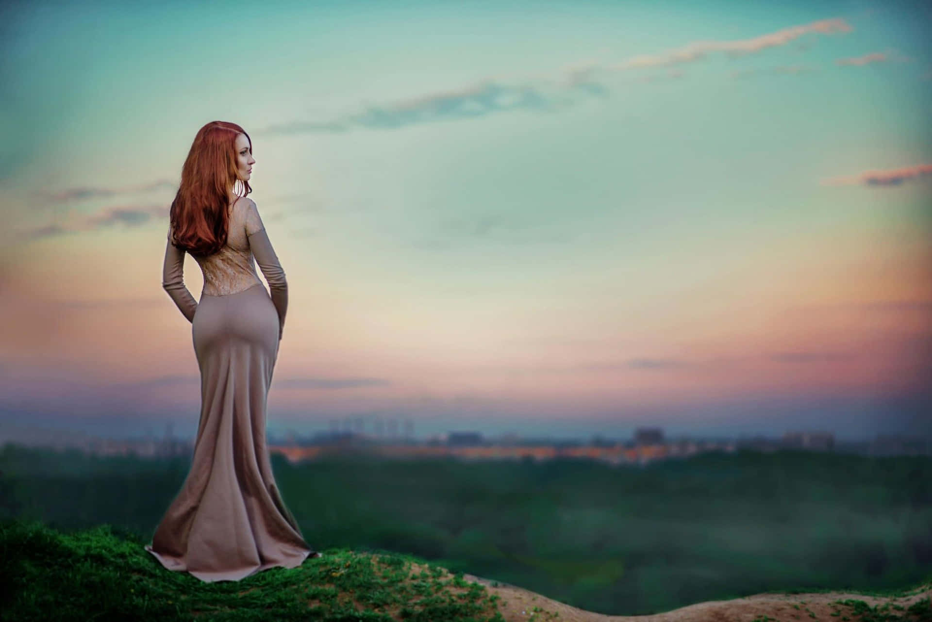 Curvy Woman With Beautiful Sky View Background