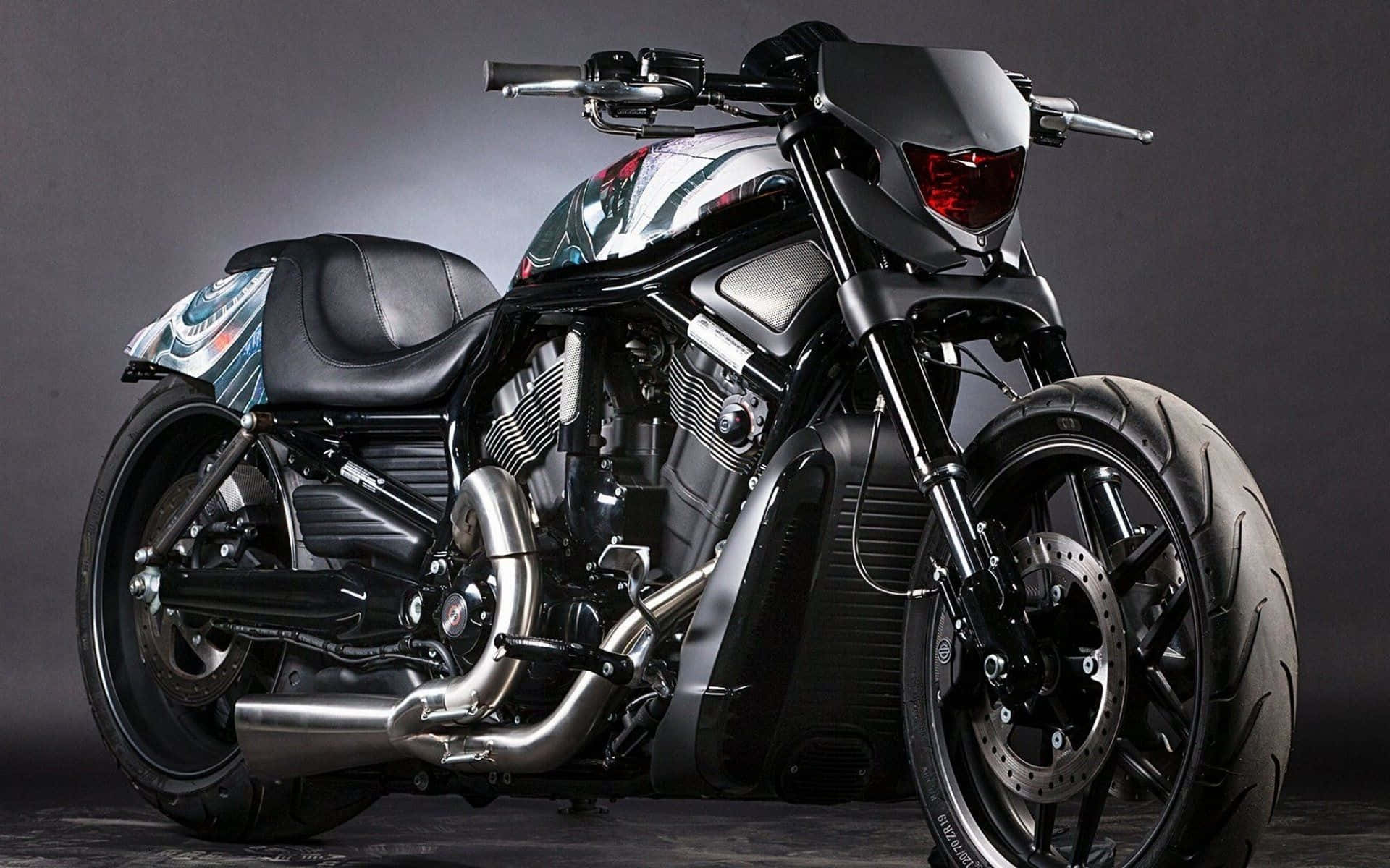 Custom Black Motorcycle Studio Shot