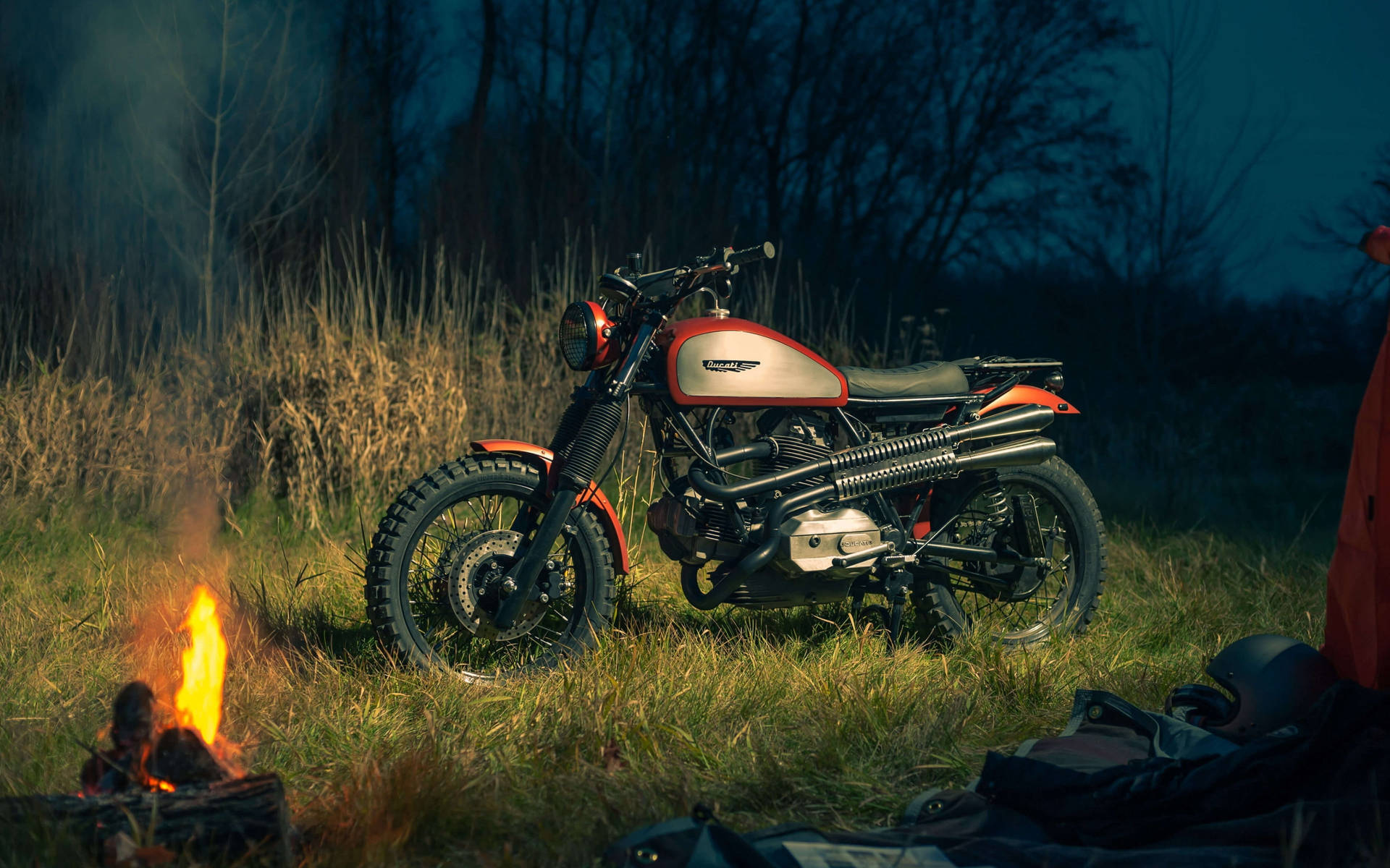 Custom Built Bobber Motorcycle Background
