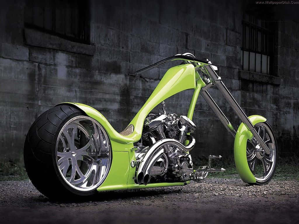 Custom Green Chopper Motorcycle Background