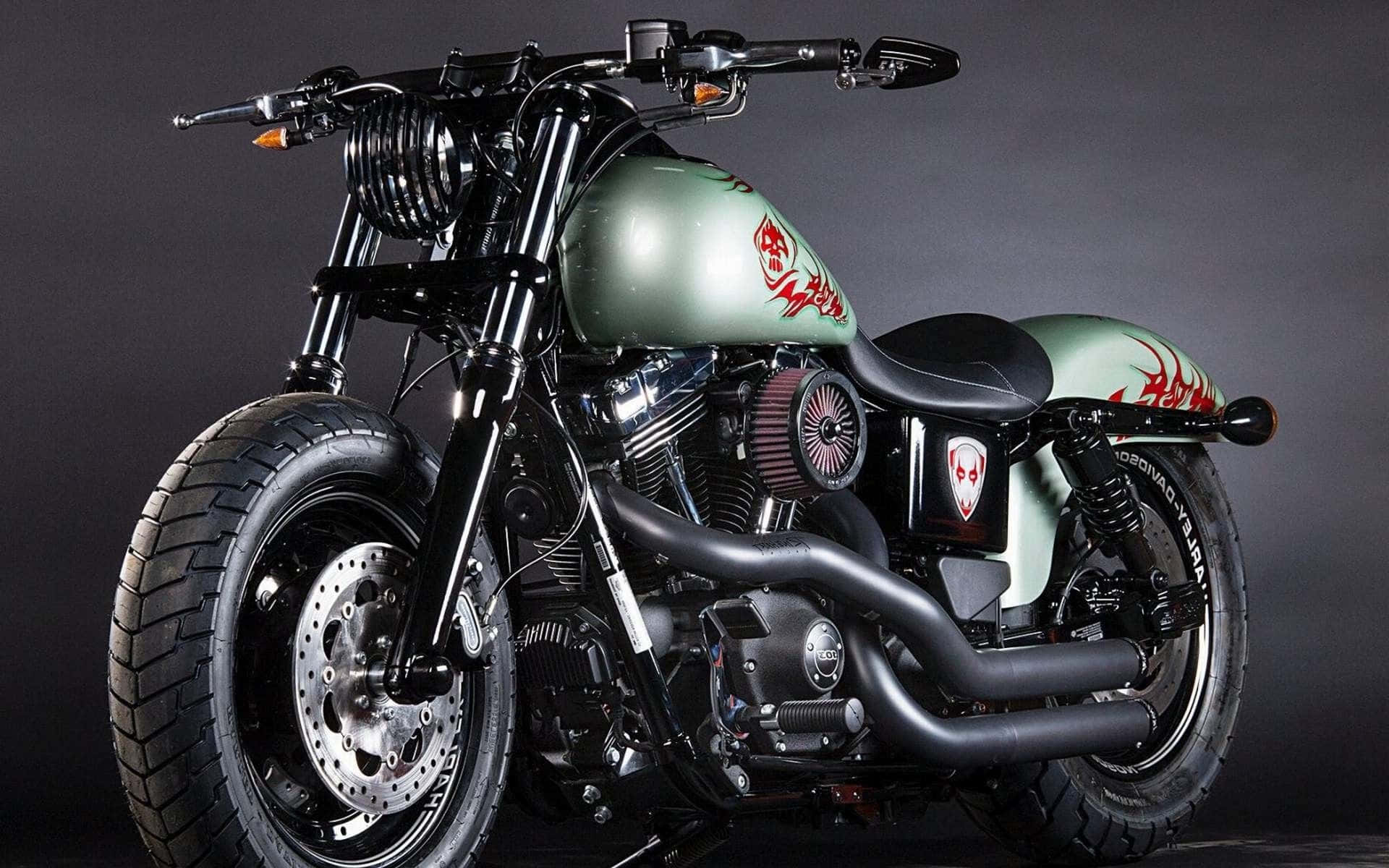 Custom Green Motorcyclewith Flame Decals