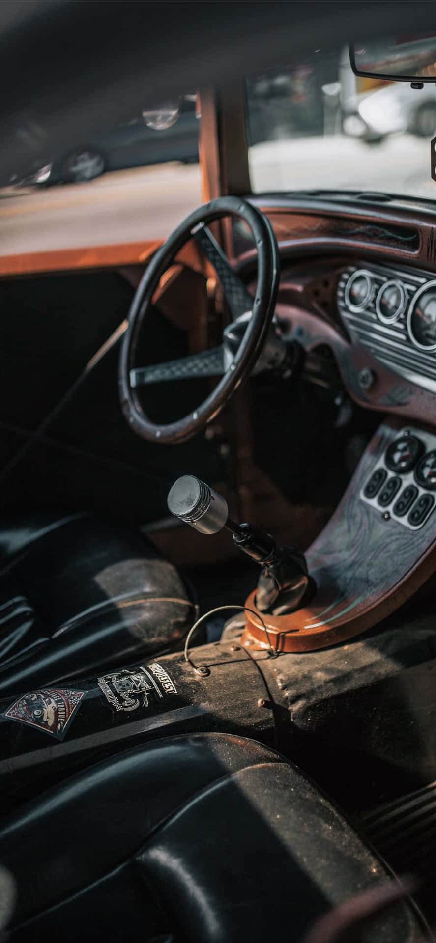 Custom Hot Rod Car Interior Background