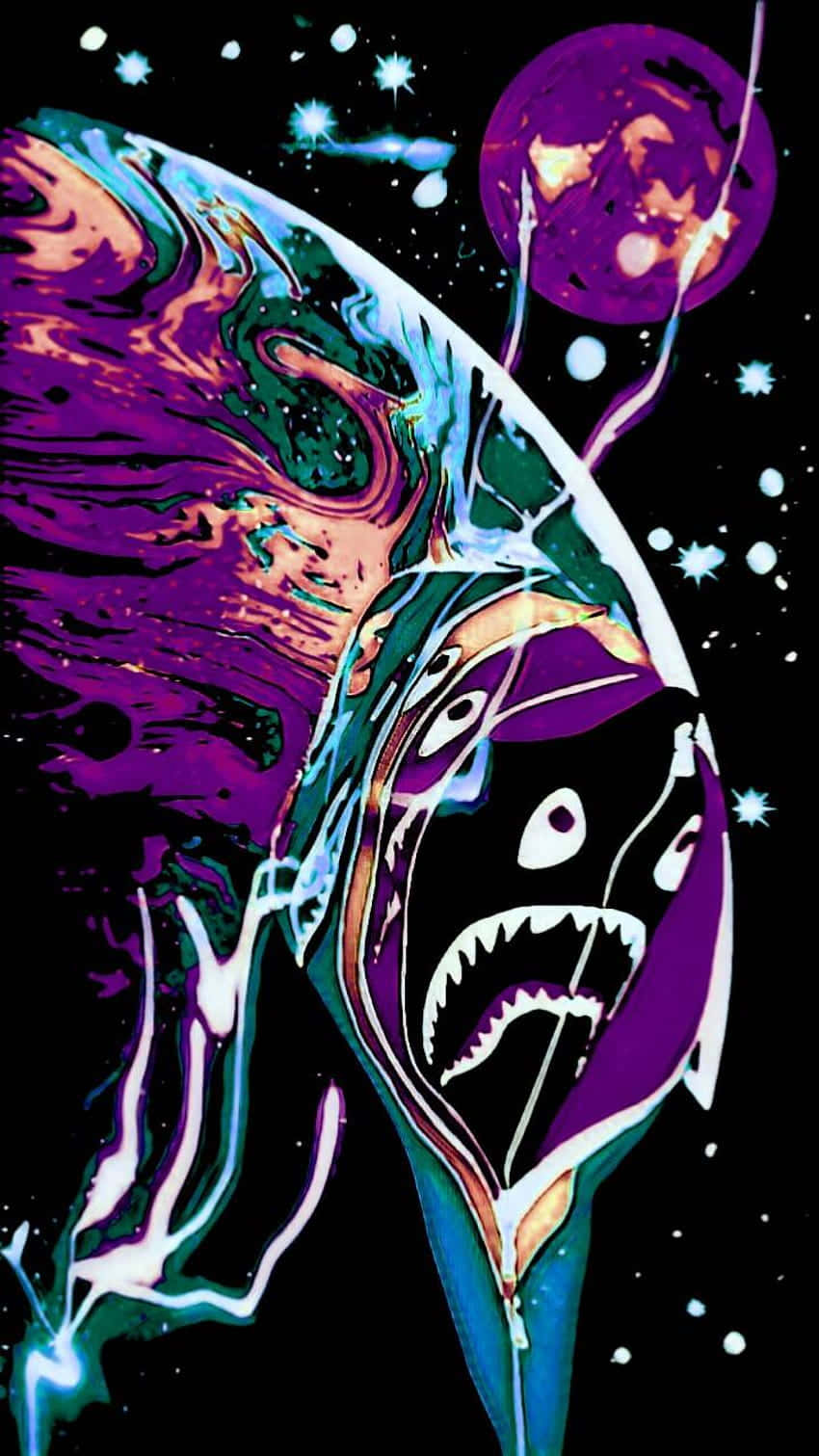 Custom Neon Green And Purple Bape Iphone 6. Background