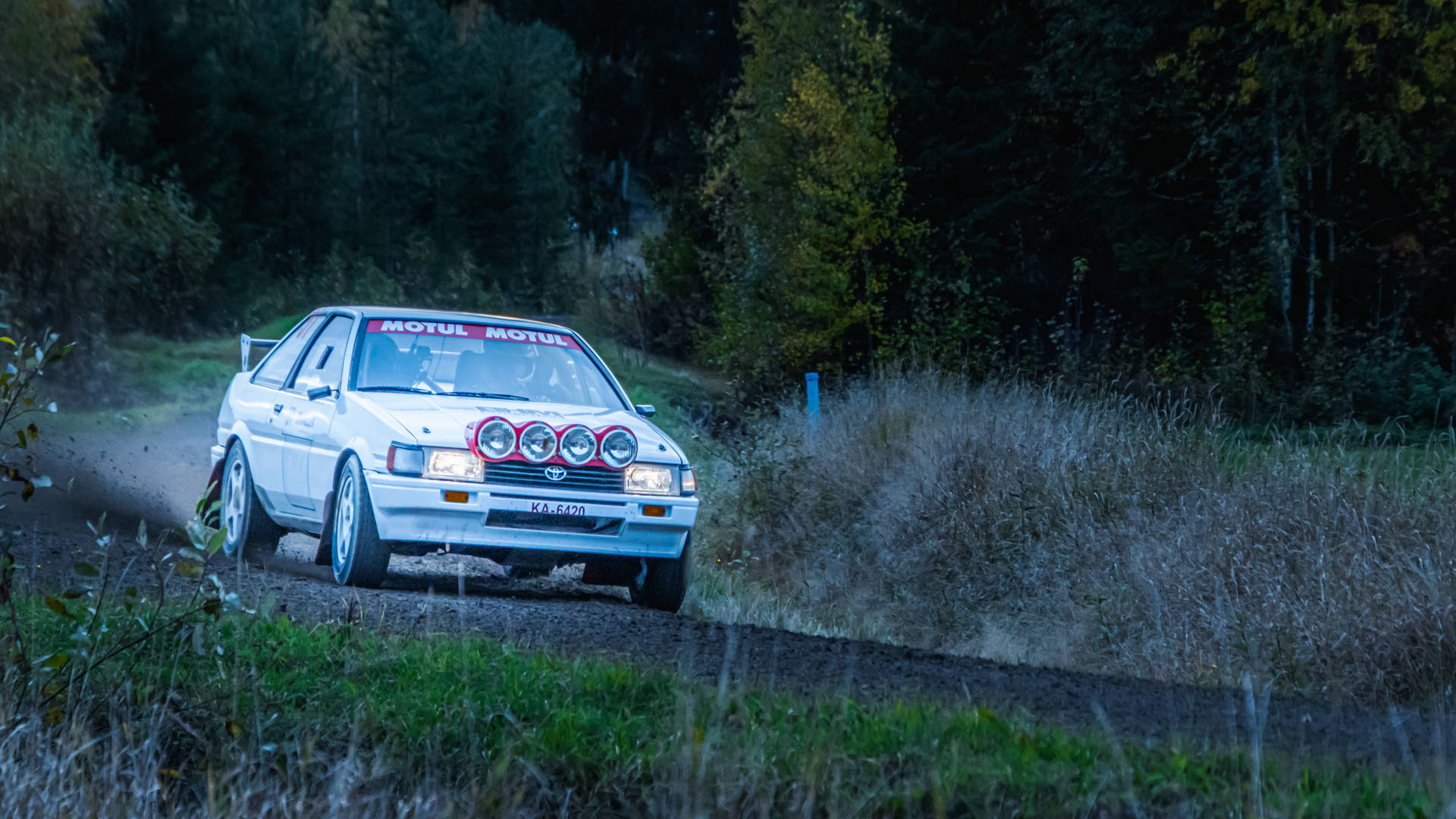 Custom Toyota Ae86 Showcased In Dirt Rally Game Background