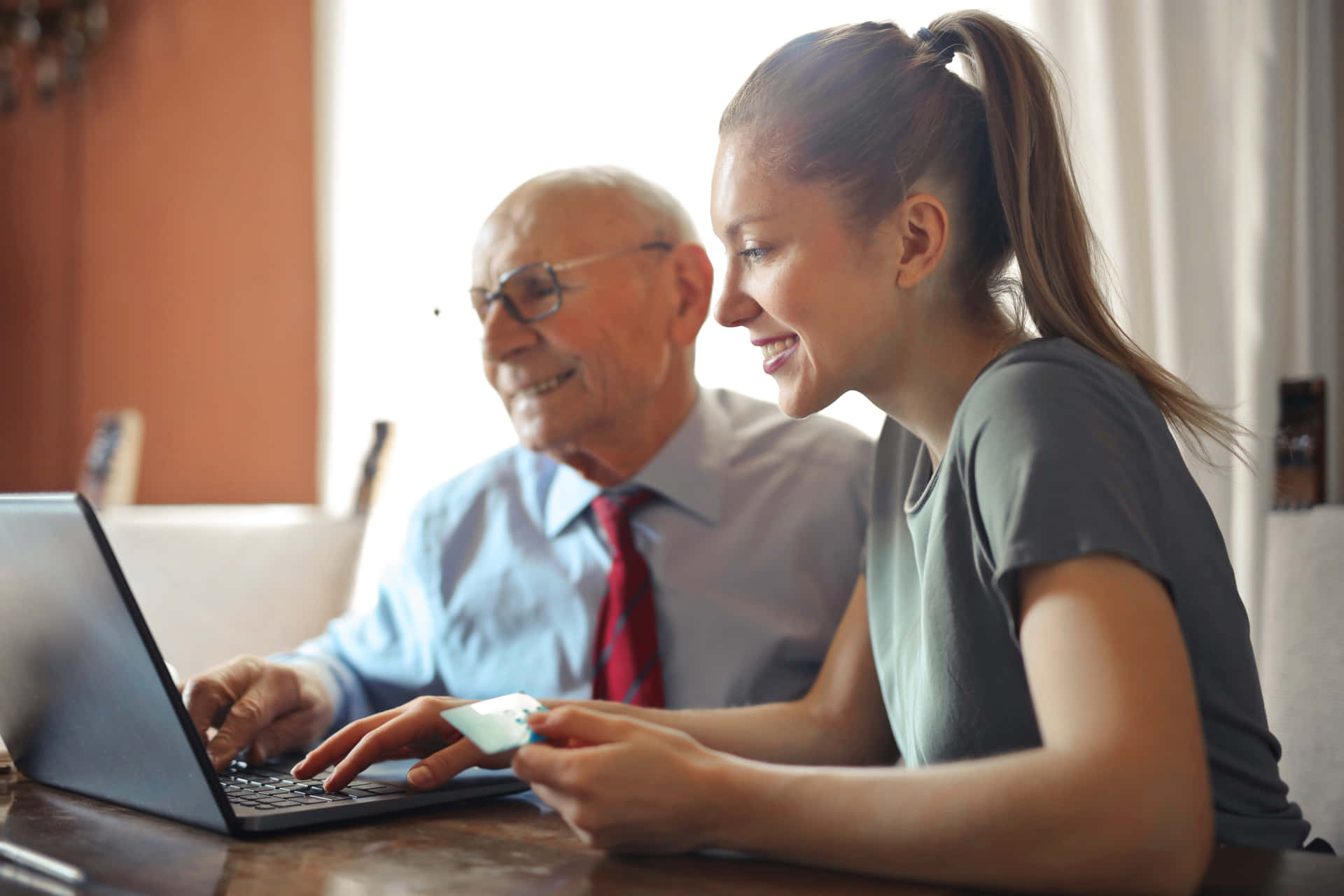 Customer Worker Talking Background