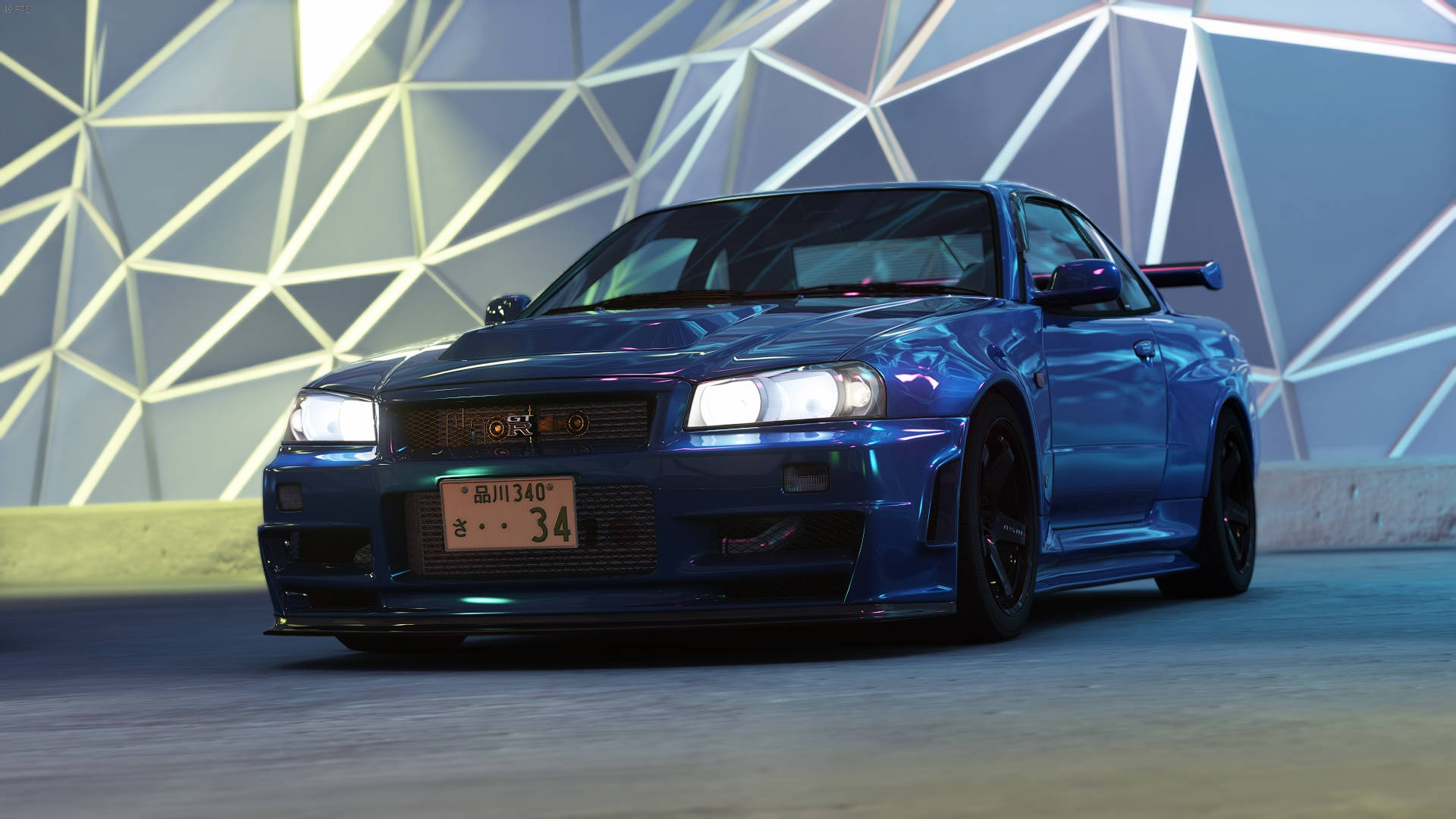 Customized Blue Nissan Skyline Gtr R34 Background