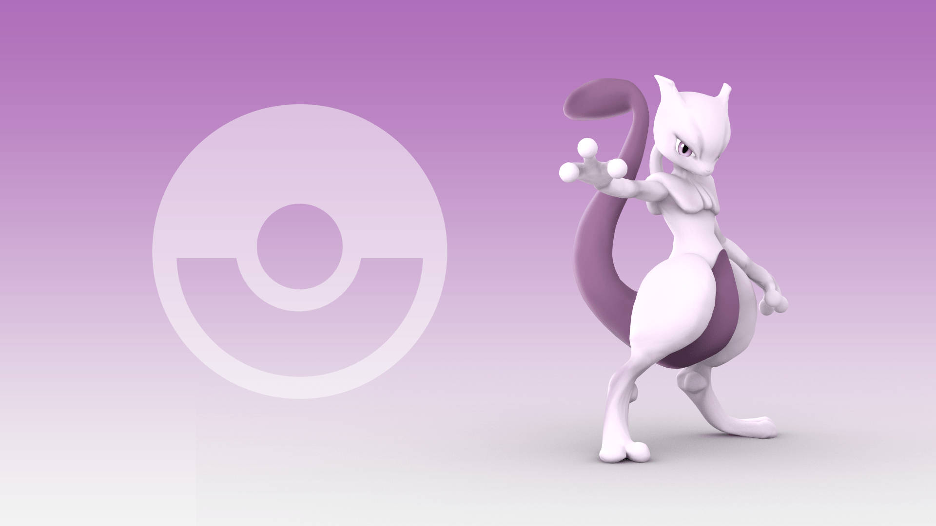 Cute 3d Mewtwo Capturing Hearts With Its Delightful Purple Design. Background