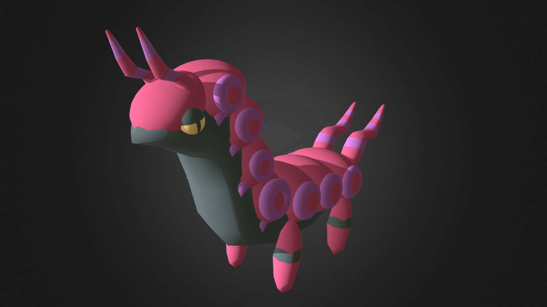 Cute 3d Model Of Scolipede With Black Backdrop Background