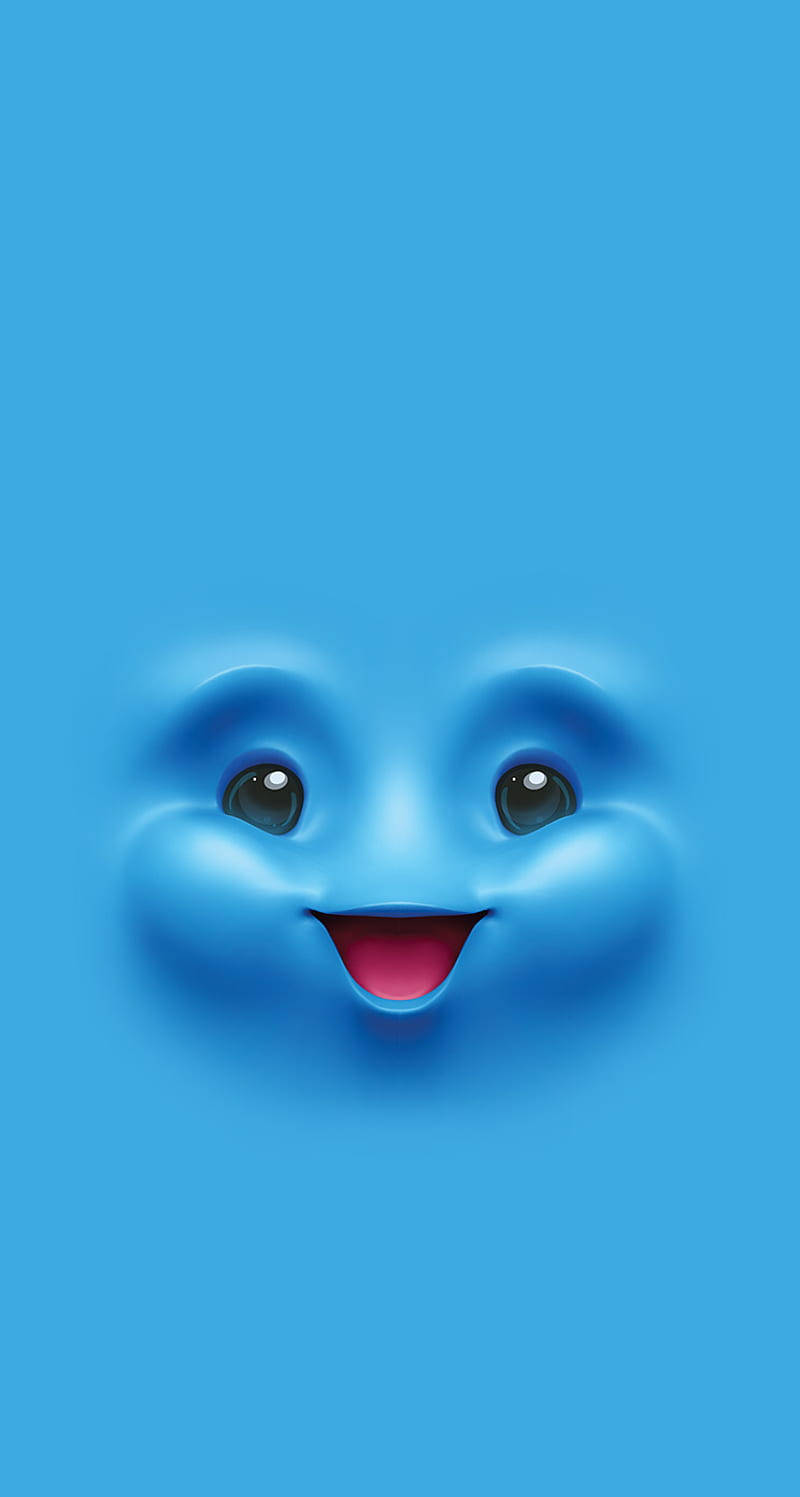 Cute 3d Phone Blue Face Background