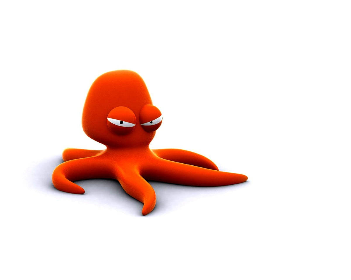 Cute 3d Phone Orange Octopus Background