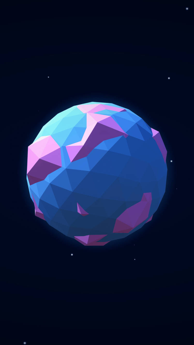 Cute 3d Phone Poly Planet Background