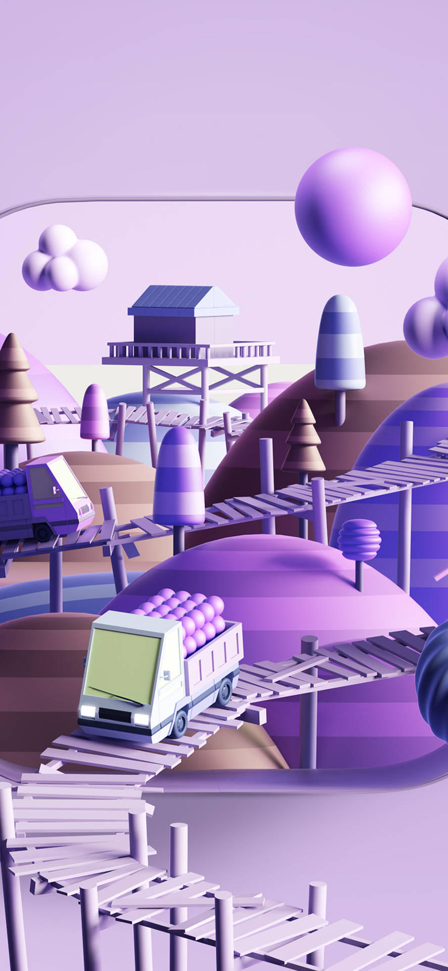 Cute 3d Phone Violet Village Background