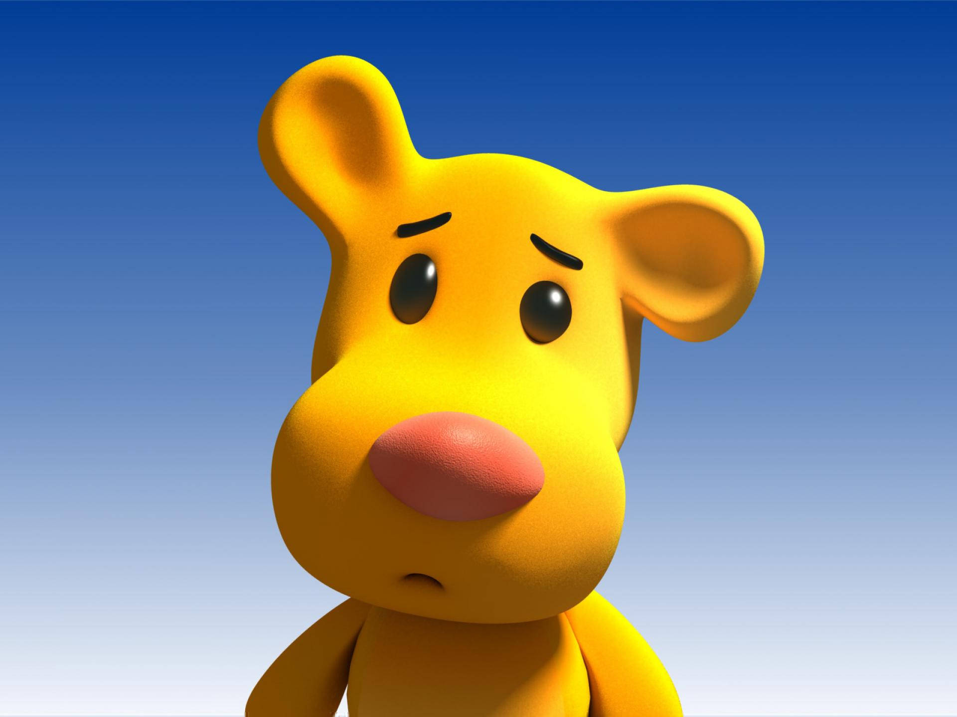 Cute 3d Phone Yellow Dog Cartoon Background