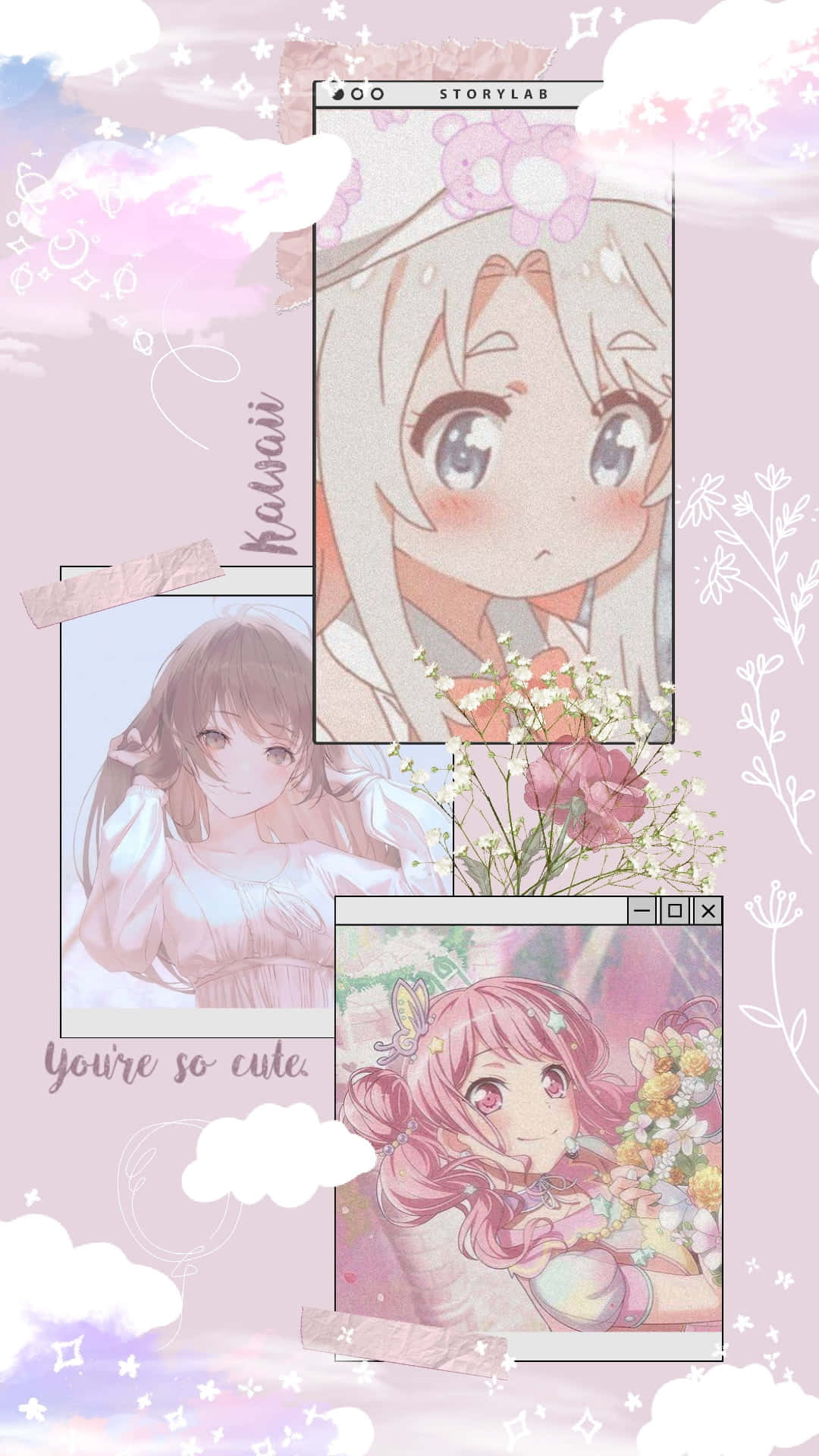 Cute Aesthetic Anime Girls Pink Background
