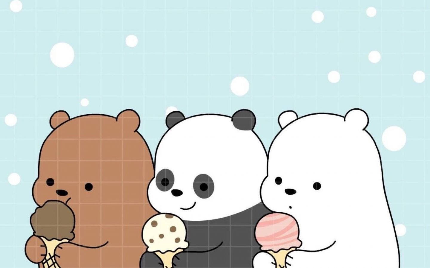 Cute Aesthetic Bears Eating Ice Cream For Computer Background