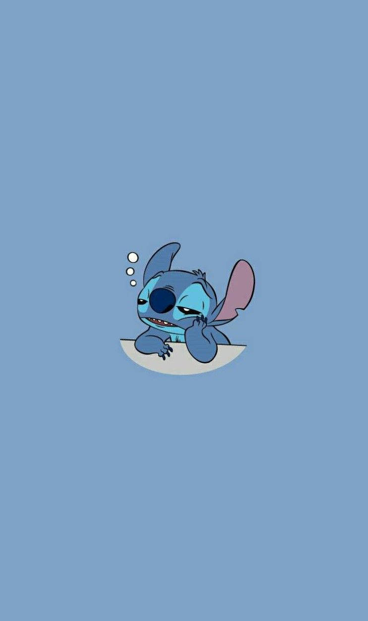 Cute Aesthetic Cartoon Sleepy Stitch Background