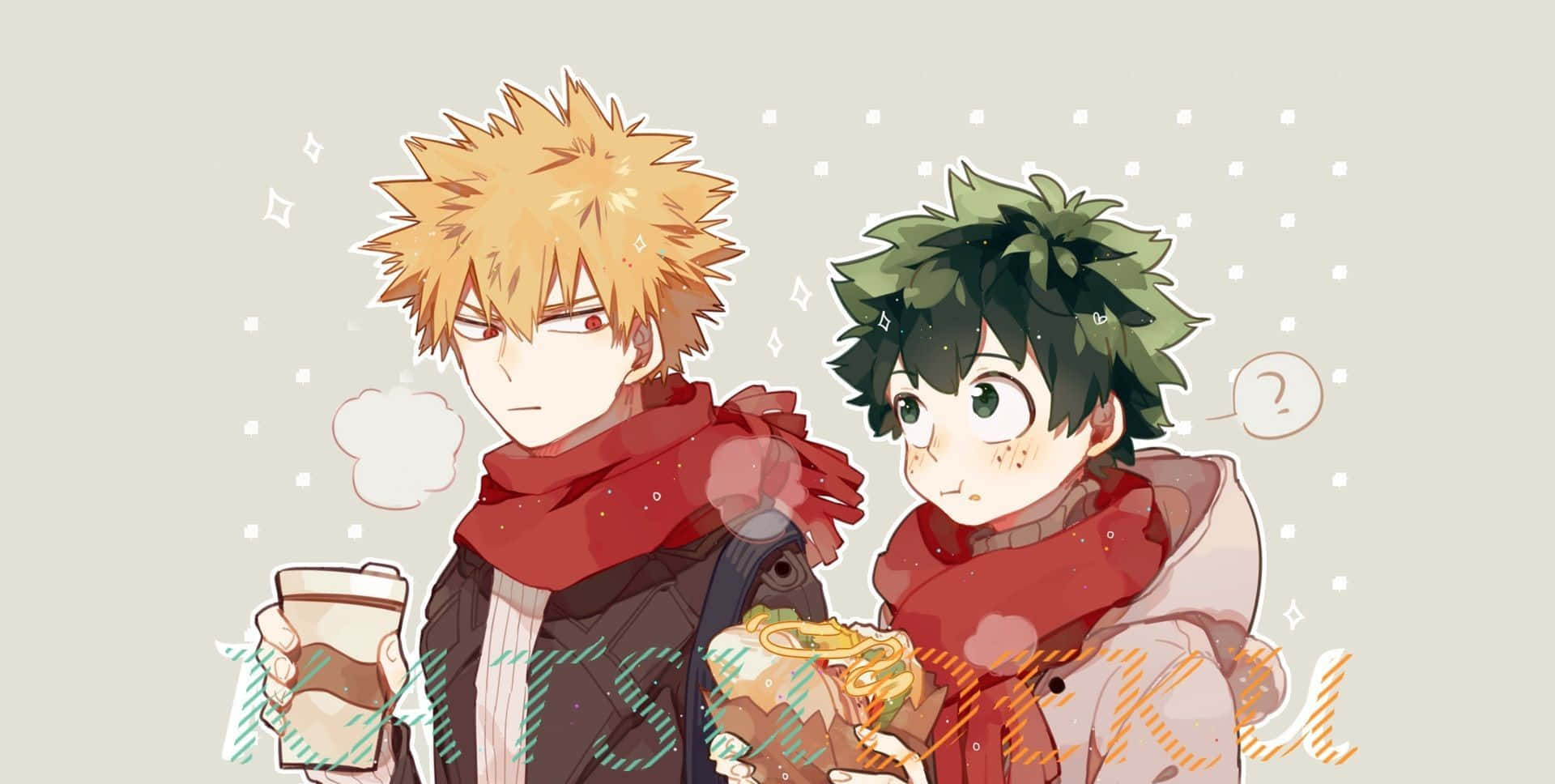Cute Aesthetic Deku And Bakugo Winter Clothes Background