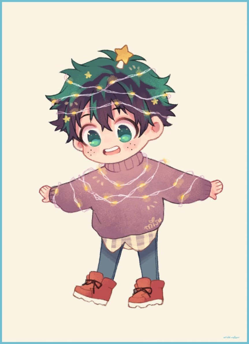 Cute Aesthetic Deku Christmas Lights Background