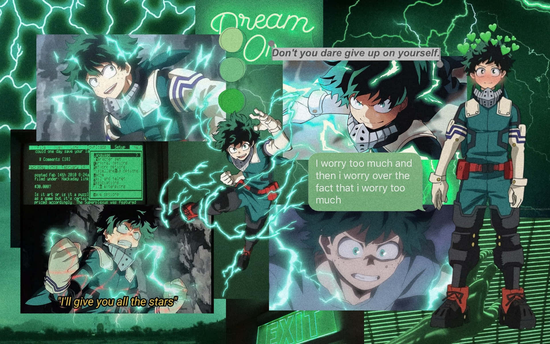 Cute Aesthetic Deku Green Collage Background