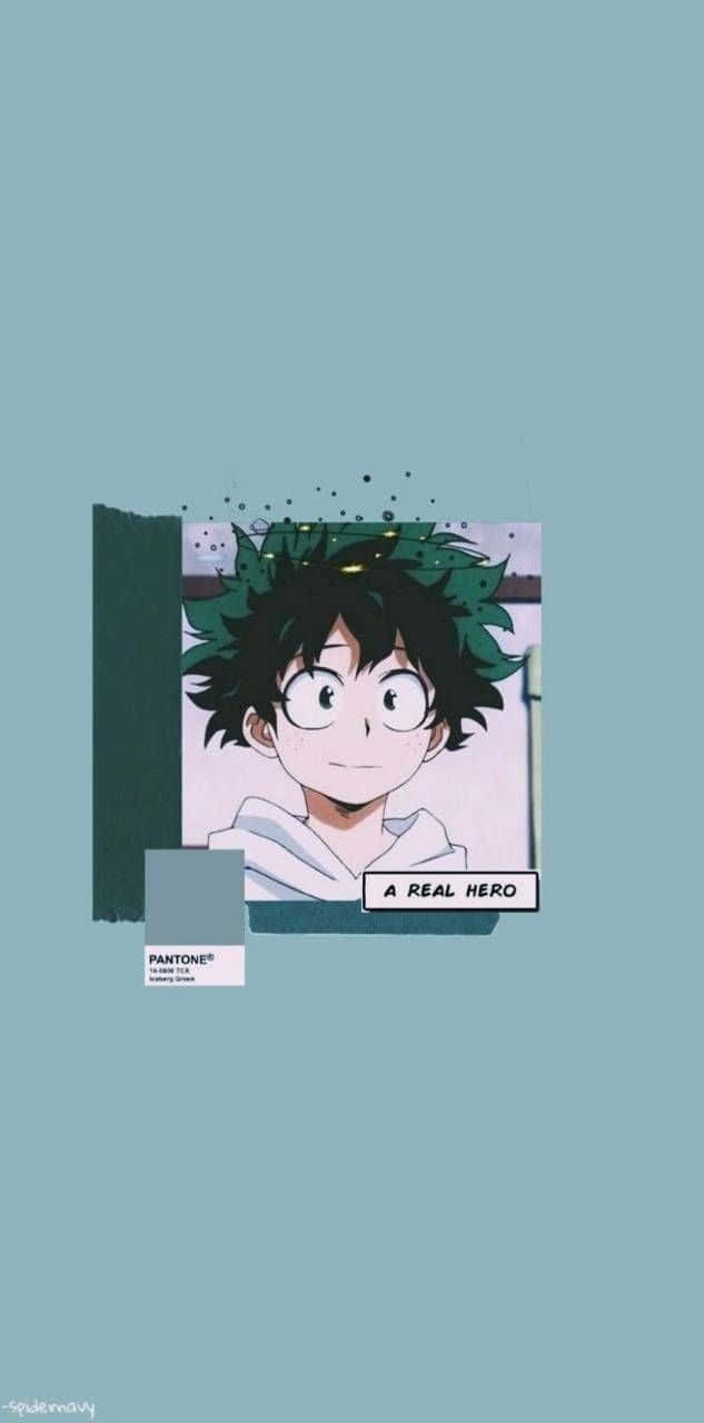 Cute Aesthetic Deku Pantone Green Background