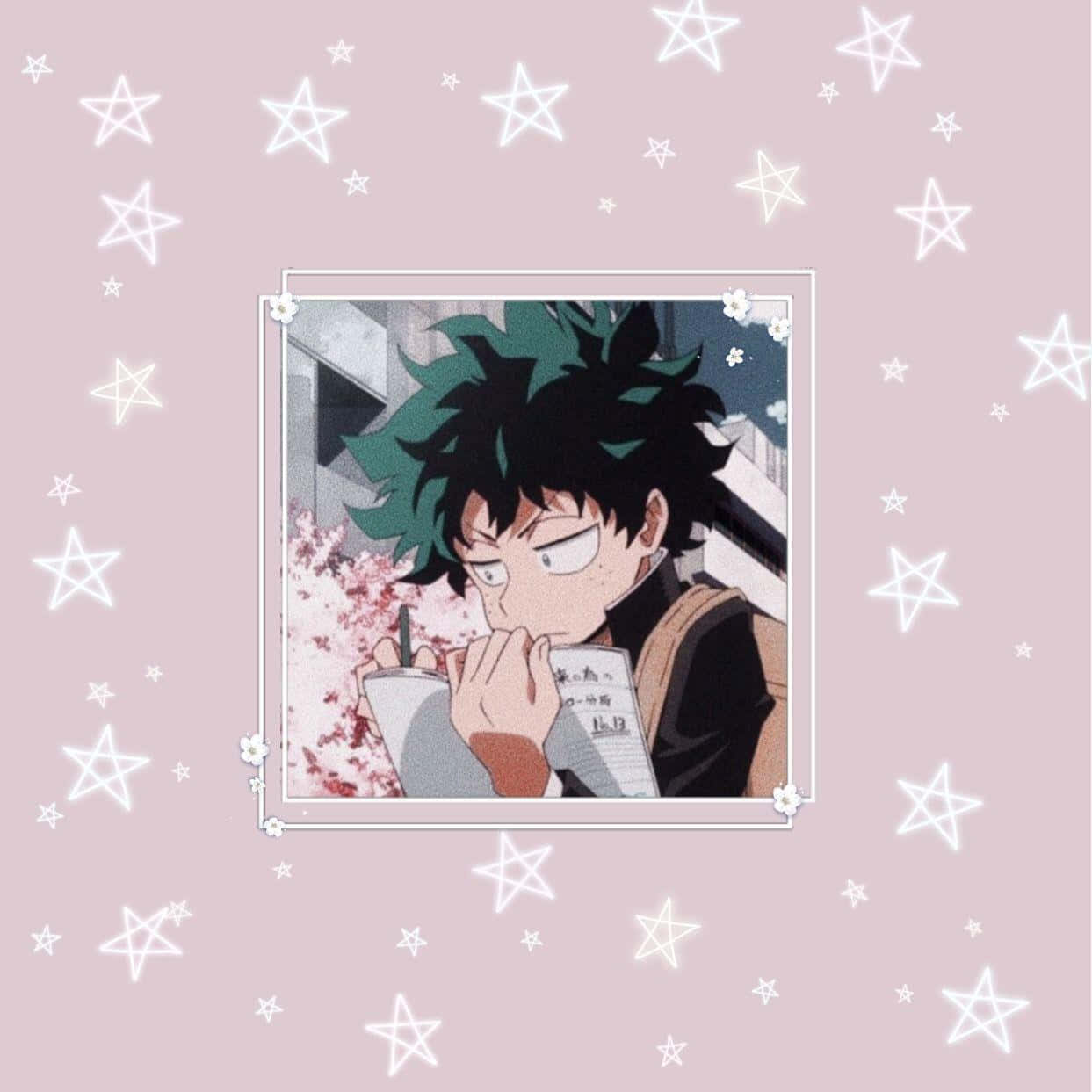 Cute Aesthetic Deku Pink Aesthetic Stars Background