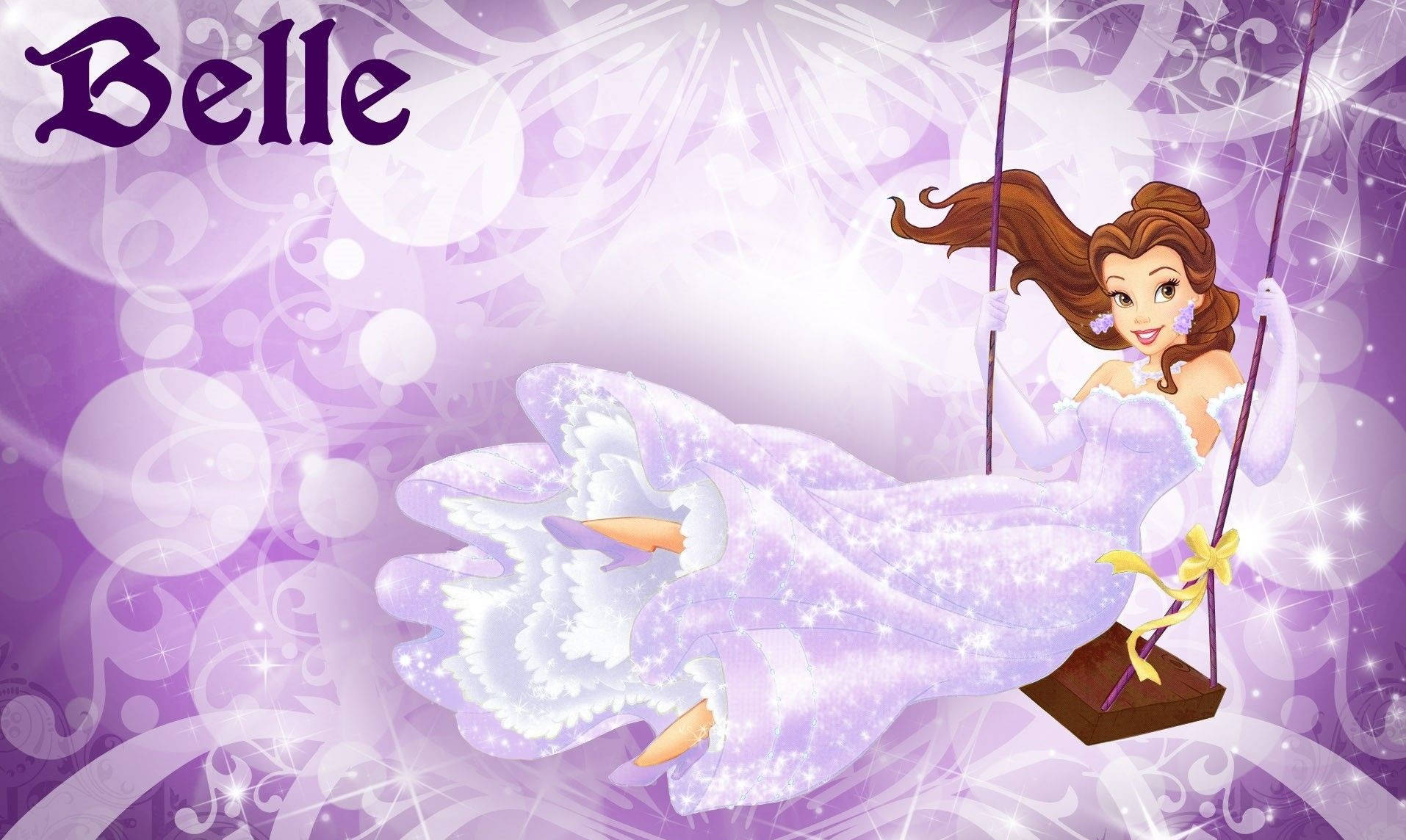 Cute Aesthetic Disney Princess Belle Purple Background