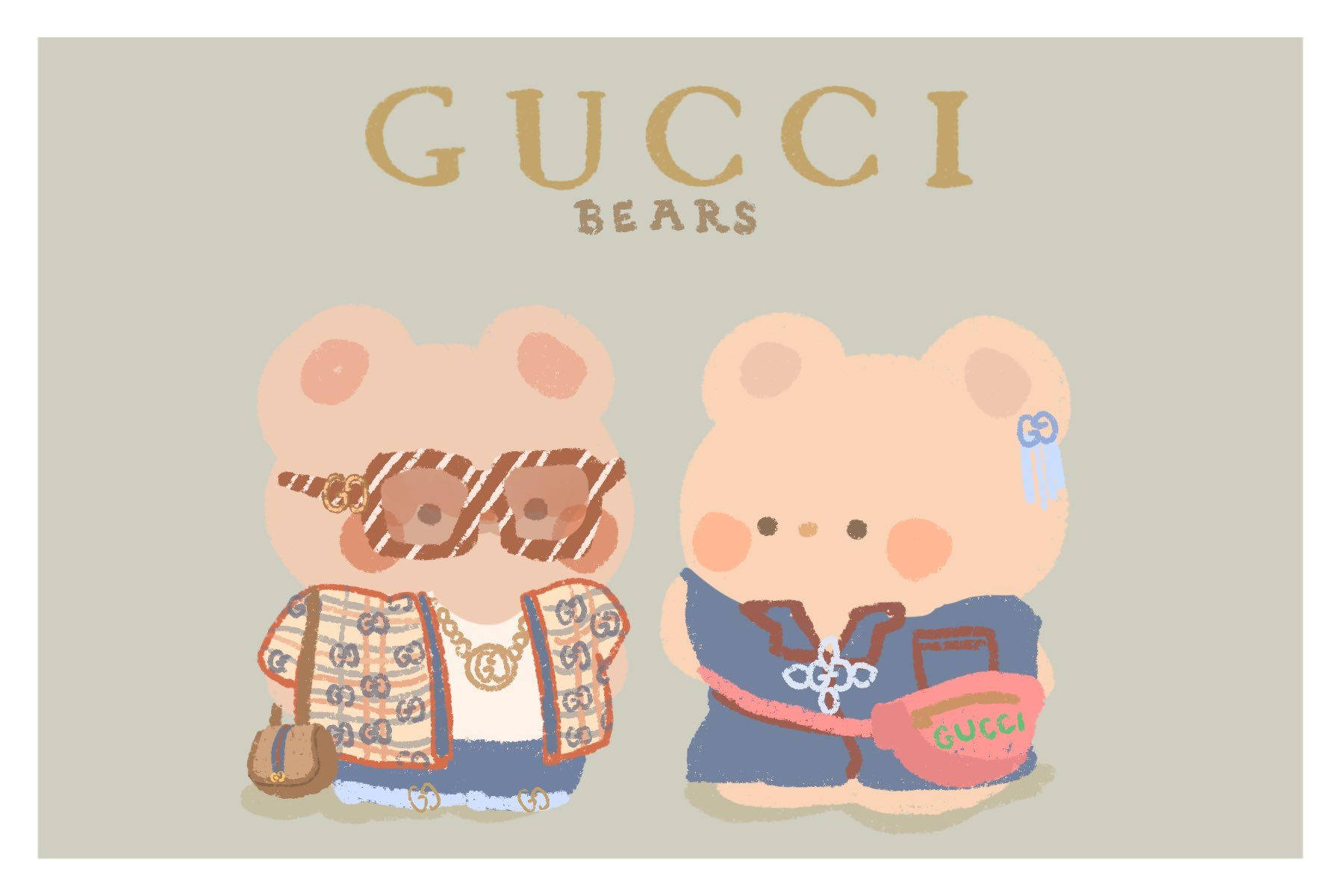 Cute Aesthetic Gucci Bears For Computer Background