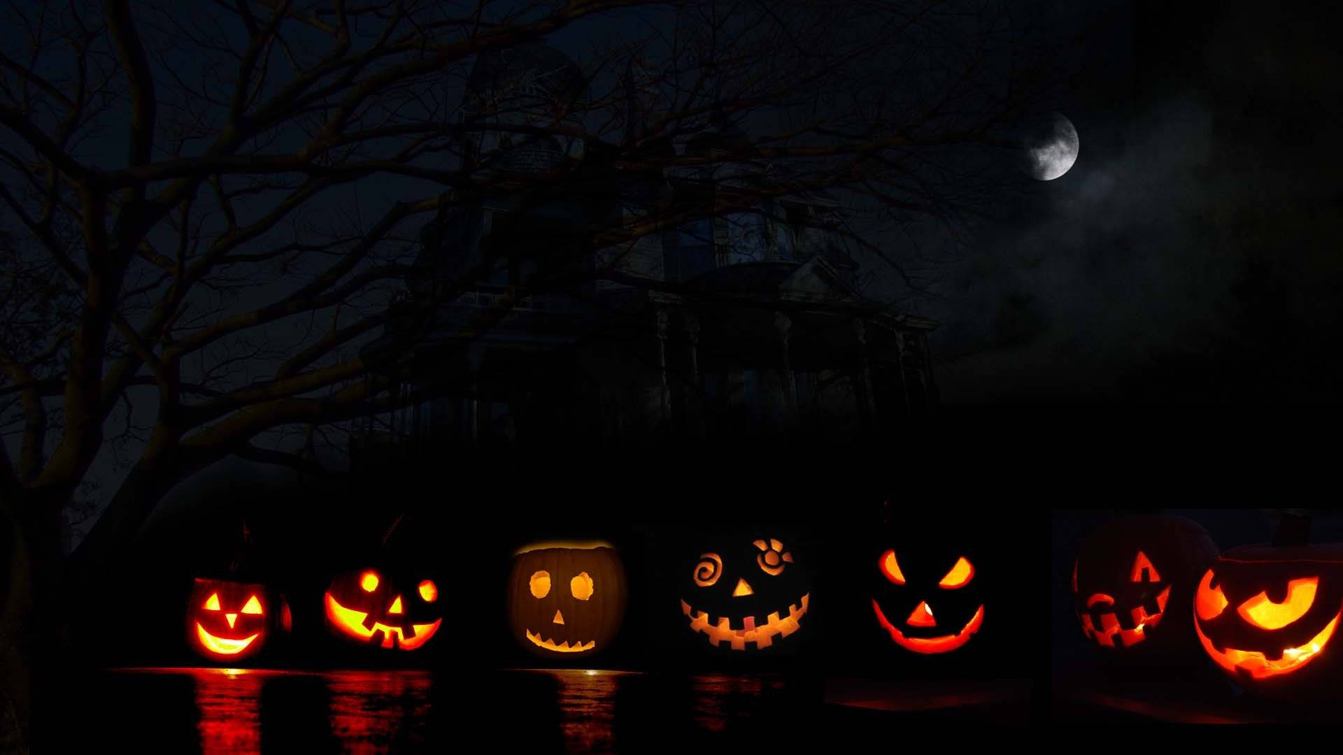 Cute Aesthetic Halloween Creepy Jack-o'-lanterns Background
