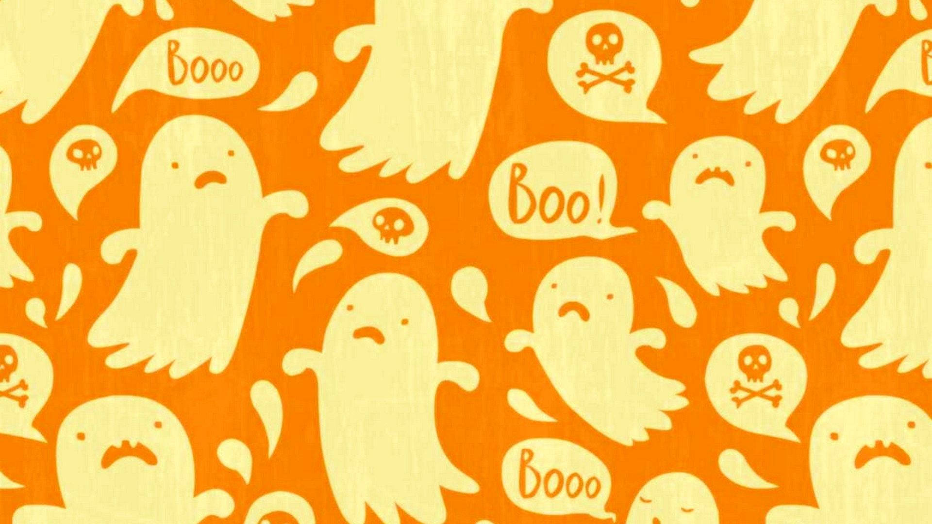 Cute Aesthetic Halloween Ghosts Background