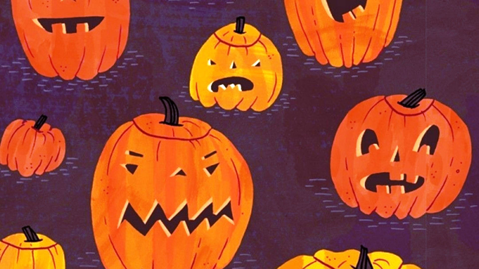 Cute Aesthetic Halloween Scary Pumpkins Background