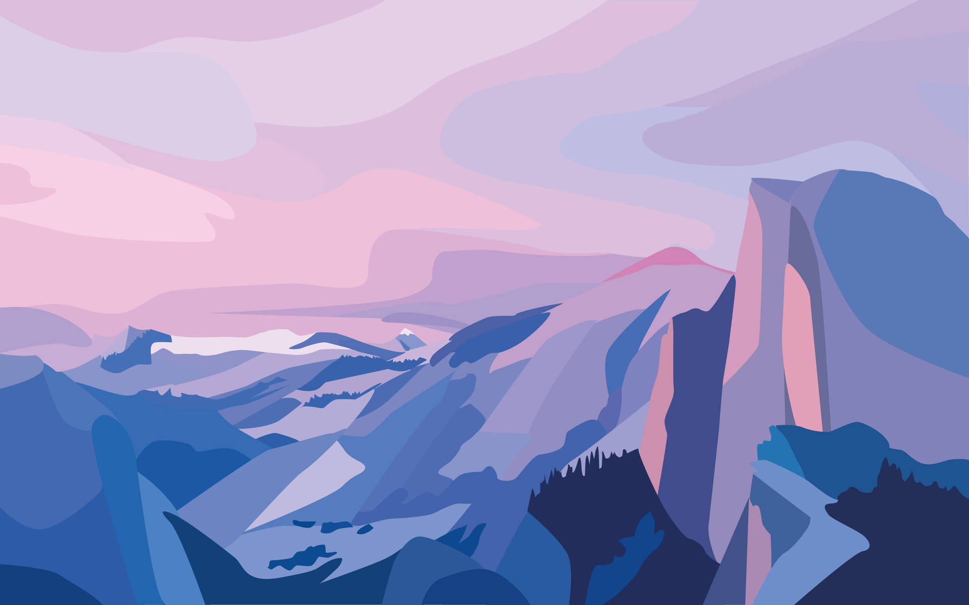 Cute Aesthetic Mountains Digital Illustration Background