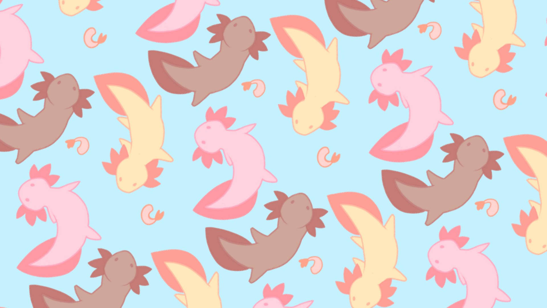 Cute Aesthetic Pc Axolotl Pattern Background