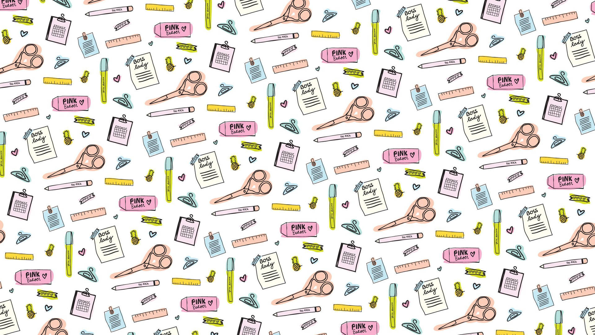 Cute Aesthetic Pc Stationery Pattern Background