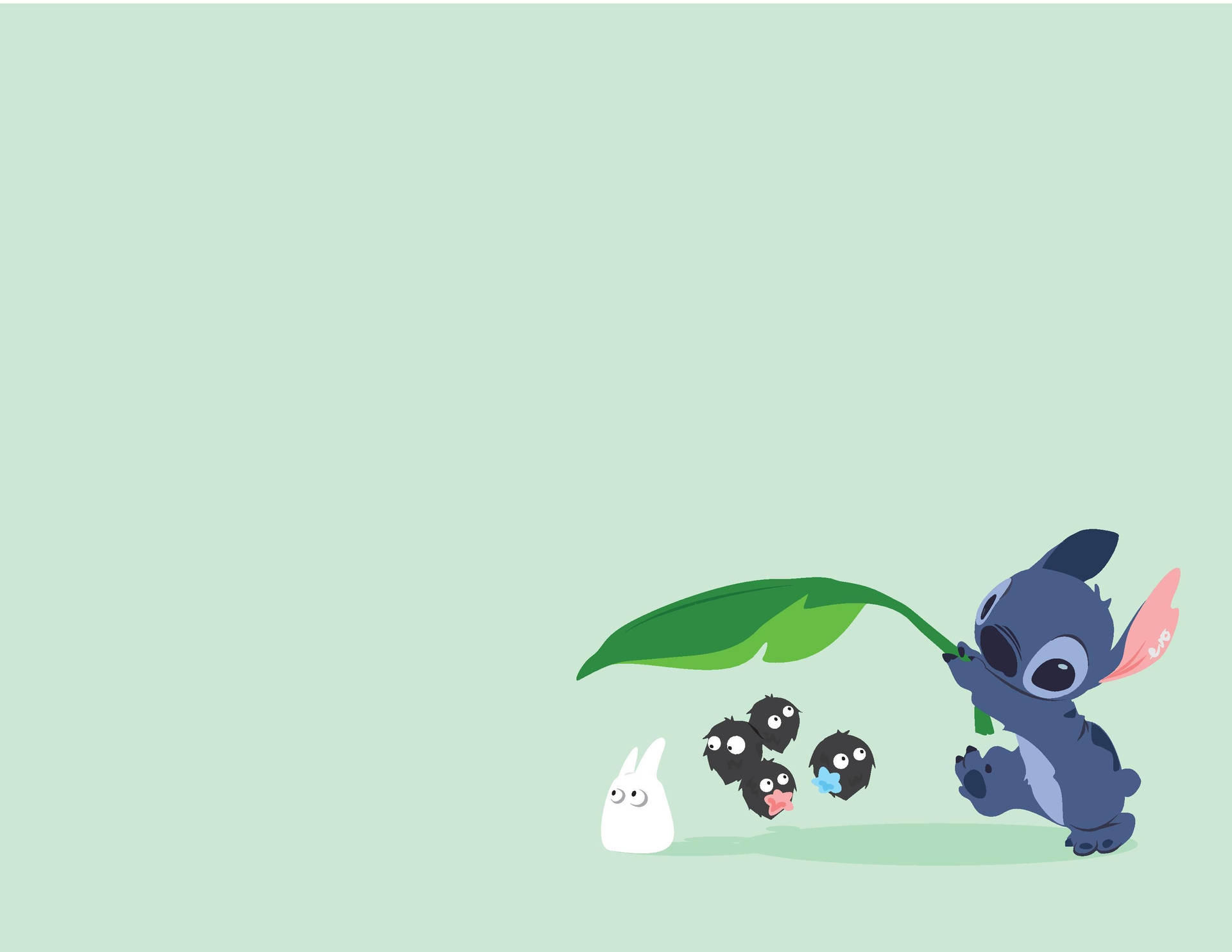 Cute Aesthetic Stitch And Mini Totoro For Computer