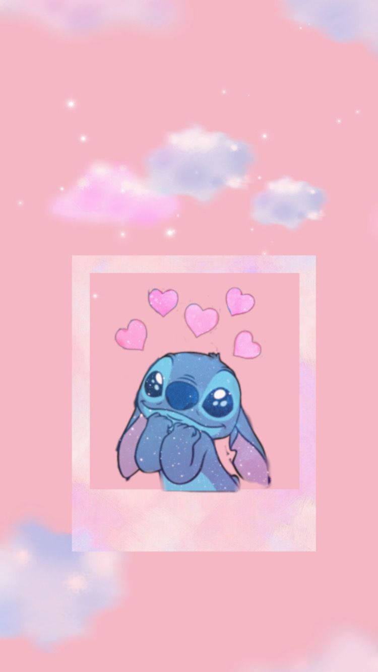 Cute Aesthetic Stitch Pink Polaroid Picture Background