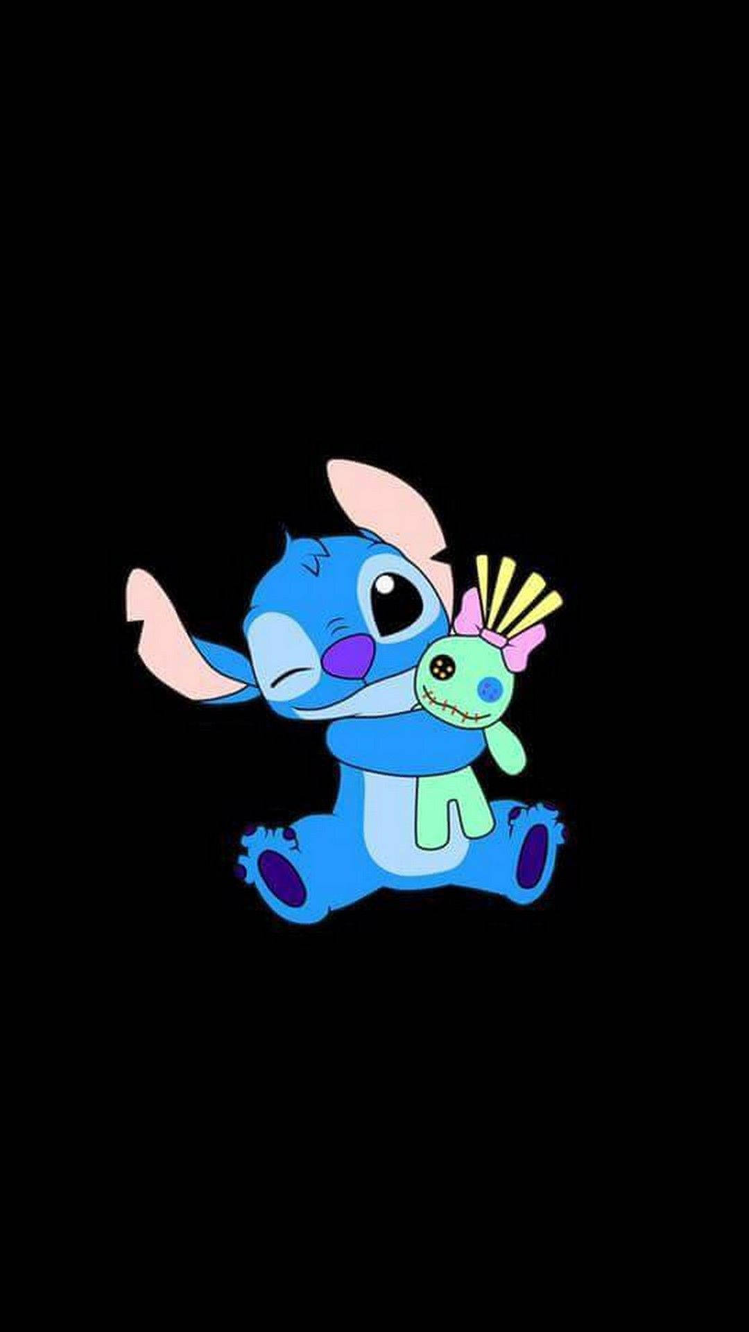 Cute Aesthetic Stitch With Doll Scrump