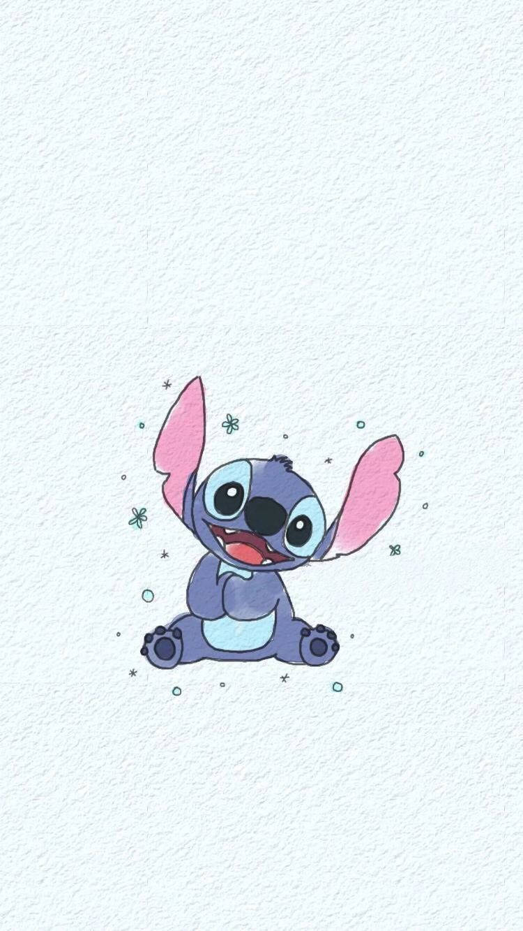 Cute Aesthetic Stitch With Fluffy Ears Background
